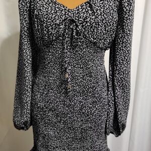 Chic Black and White Floral Mini Dress